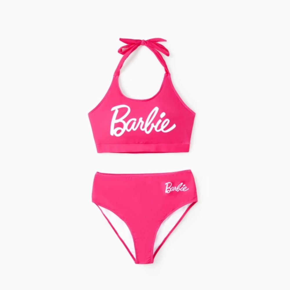 Women Barbie positioning printed split swimsuit